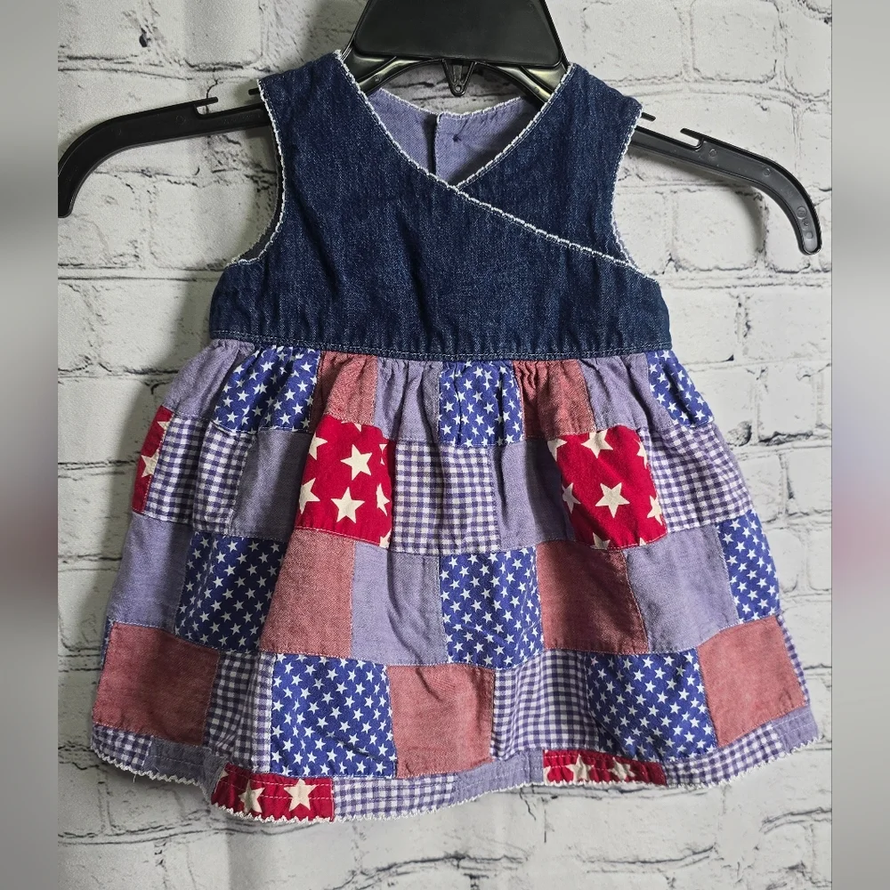 The Childrens Place Patriotic 4th Of July Red Whire And Blue Baby Dress Size 12M
